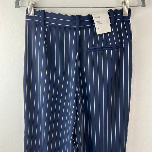 BABATON Sadiki Navy White Modesto Pant Pinstripe High-Rise Wide Leg Size 4 NEW - Picture 5 of 10